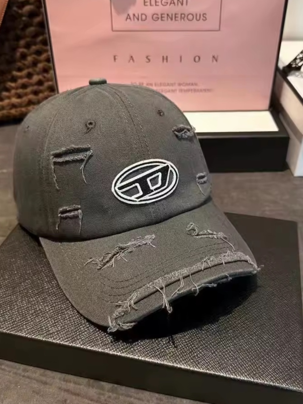 Others Follow Distressed Gray Baseball Cap with Patch Logo